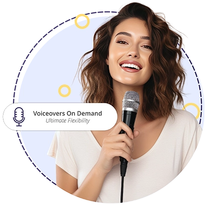 Woman recording a professional voiceover