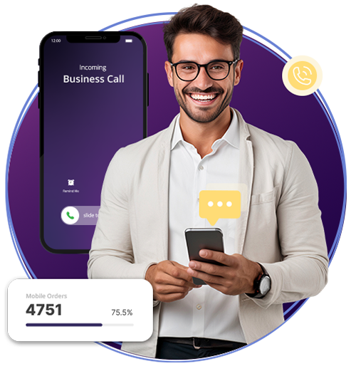 Man with Incoming Call From A Geographic Number