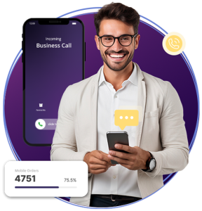 Man getting incoming VoIP phone call