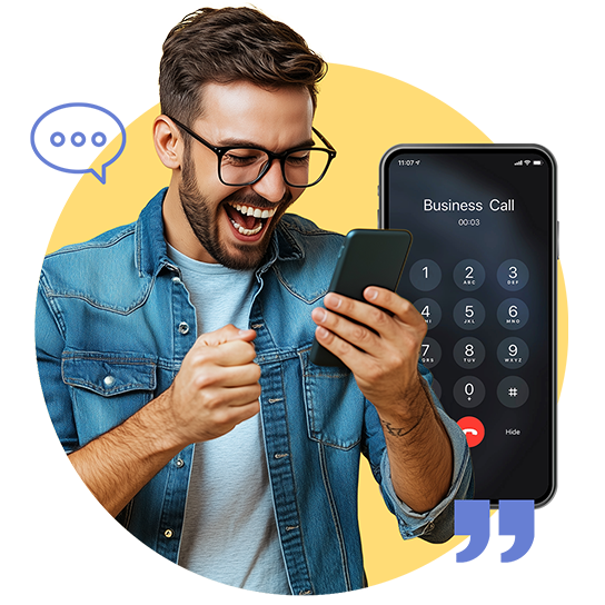 Man using free call statistics feature on tamar phone