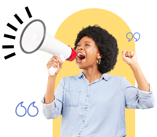 Woman Using A Megaphone As A Welcome Announcement 