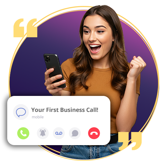 Business woman using her virtual telephone line