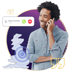 Business man answering incoming Virtual number