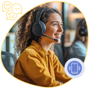 Lady Using Phone Headset