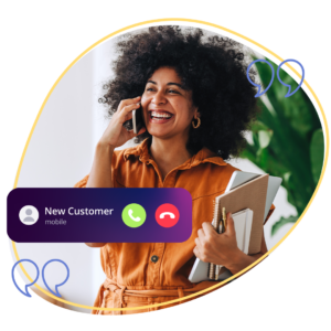 Lady on phone in orange dress