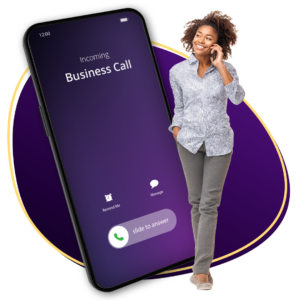 Lady on phone next to iphone