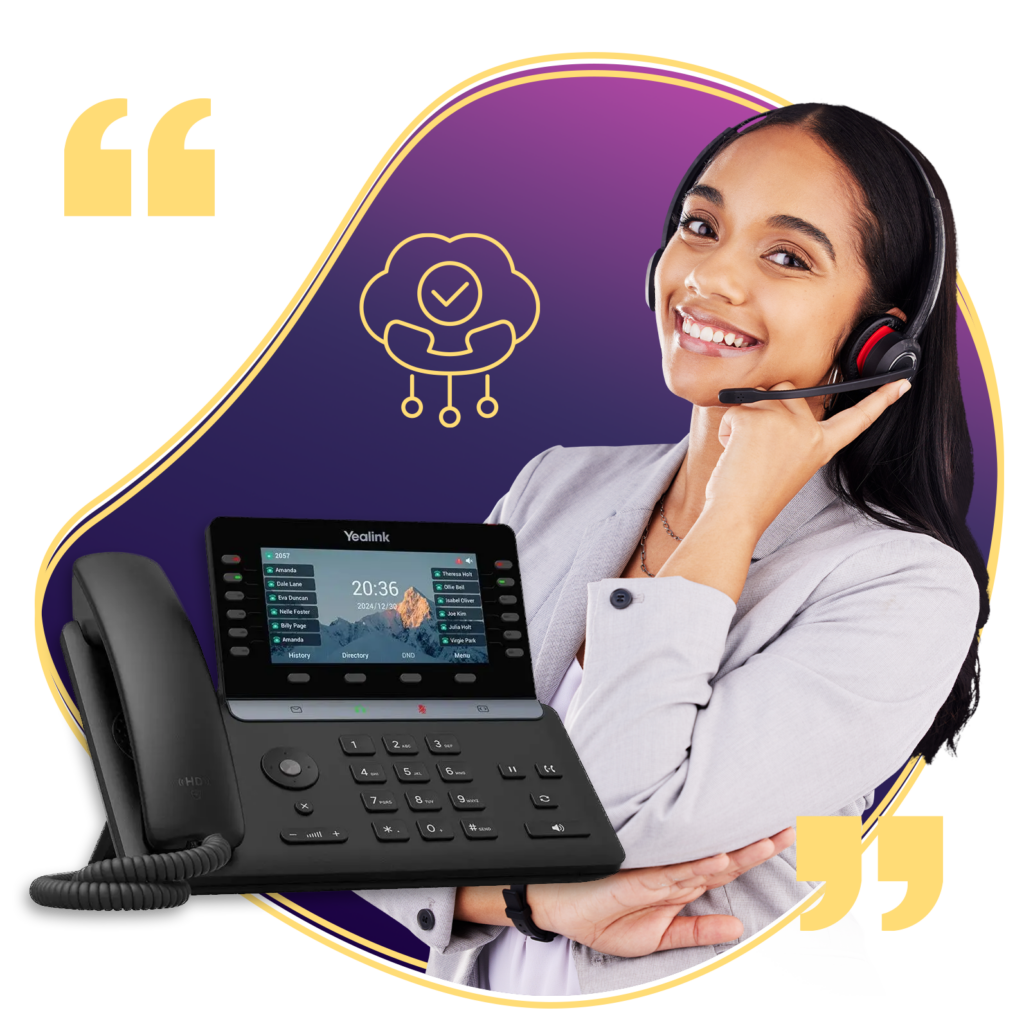 Business Woman Using VoIP Handset