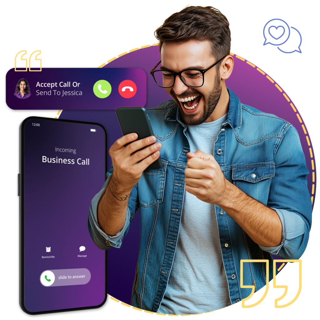 Man using his Virtual and VoIP phone system