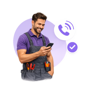 Engineer using phone